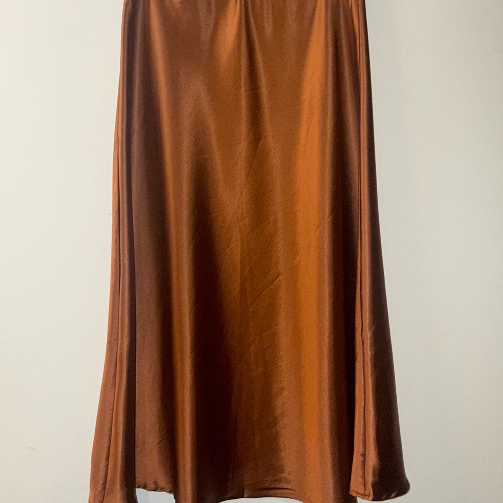 Amazon Women's Satin Maxi Skirt in Rich Burnt Orange